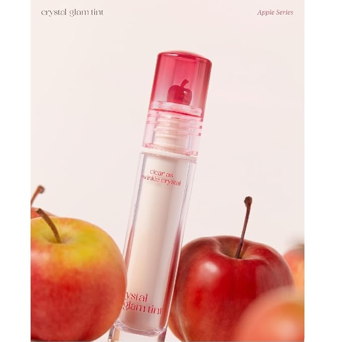 CLIO Crystal Glam Tint, Glossy Lip Tint with Glass-Like Shine, Lightweight Buildable Lip Stain, Long-Lasting Color, Non-Sticky, Rose Extract, Korean Lip Tint (018 FRESH APPLE)