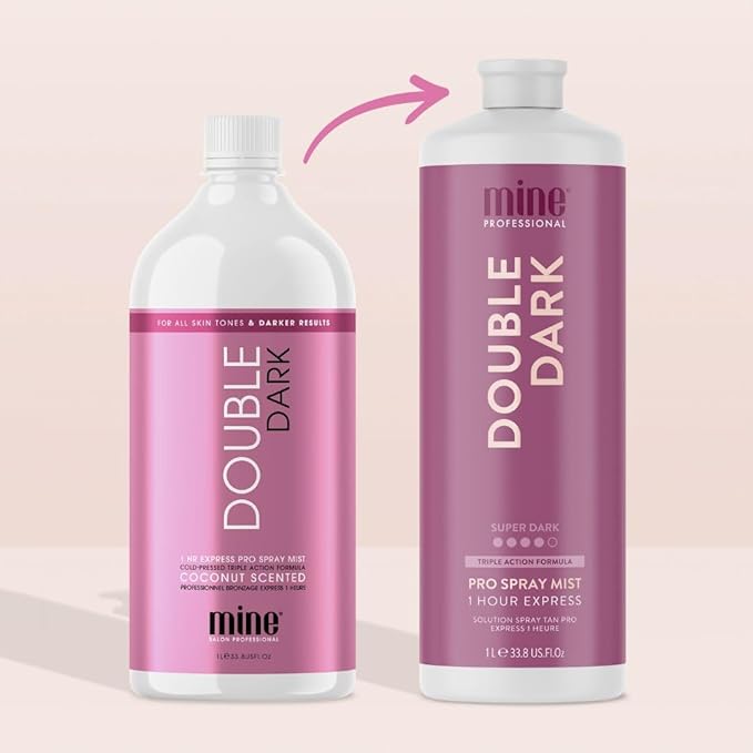 MineTan Spray Tan Solution | Double Dark - Fake Tanning Mist Best for Deep Bronzed Glow Skin Finish, Fast Drying, 1 Hour Express, Hydrating, Salon Professional Formula, Vegan, 33.8 Fl Oz