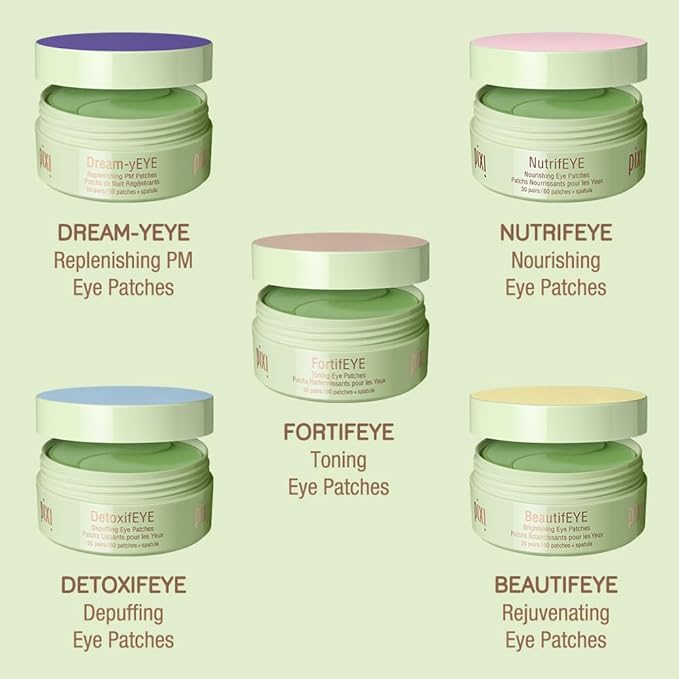 Pixi DetoxifEYE 2-Pack | Depuffing Hydrogel Under-Eye Patches|Cucumber, Gold & Caffeine for Puffy Eyes and Dark Circles | 2 Boxes, 60 Pairs, 120 Patches