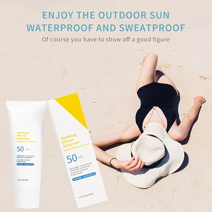 Face Sunscreen With Hyaluronic Acid and Niacinamide Sunscreen SPF 50 Waterresistant Oilfree UVA&UVB Sun Protection Sunblock