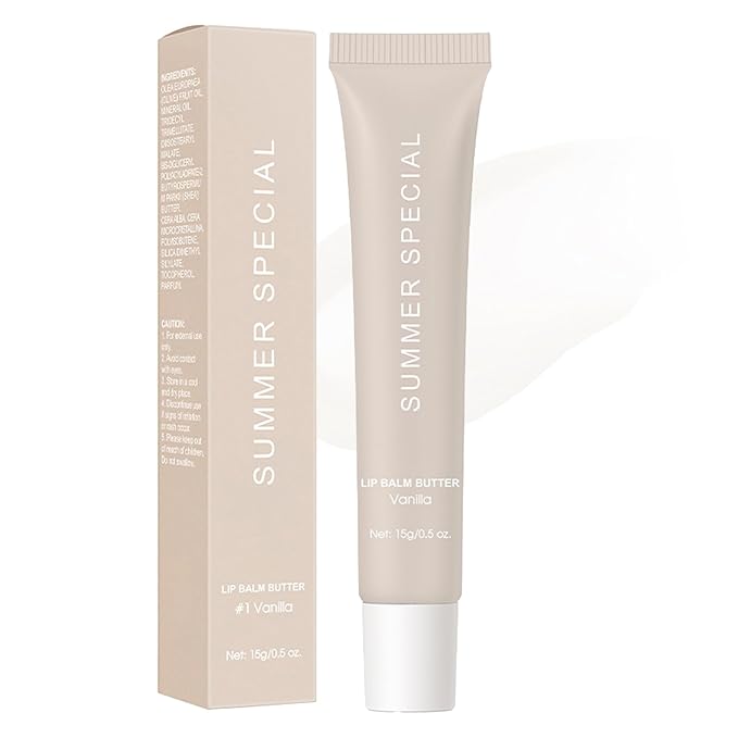 Summer Special Lip Butter Nourishing Hydration Lip Gloss with Shea Butter & Olive Oil Soothes Dry Lips and Lip Care Lip Balm with Natural Tint & Gloss Effect Lip Stain Vanilla