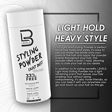 L3 - Level 3 Light Hold Styling Powder - Natural Matte Hairstyle - Texturizing and Volumizing (2 Pack)