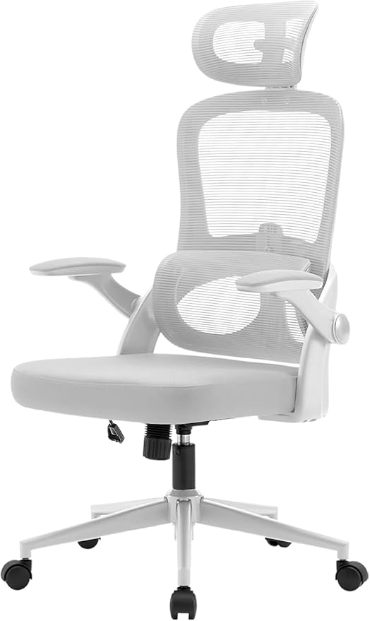 SIHOO M102C Ergonomic Office Chair, High Back Desk Chair with 3D Armrests, Up&Down Lumbar Support, Swivel Computer Task Chair with Adjustable 2D Headrest, Tilt Function,White