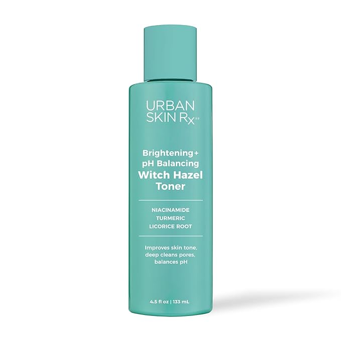 Urban Skin Rx® Witch Hazel Brightening & pH Balancing Toner, Exfoliated & Clarifies Clogged Pores, Improves The Appearance of Uneven Skin Tone, Reduces Redness & Brightens Dull Complexions, 4.5 Fl Oz