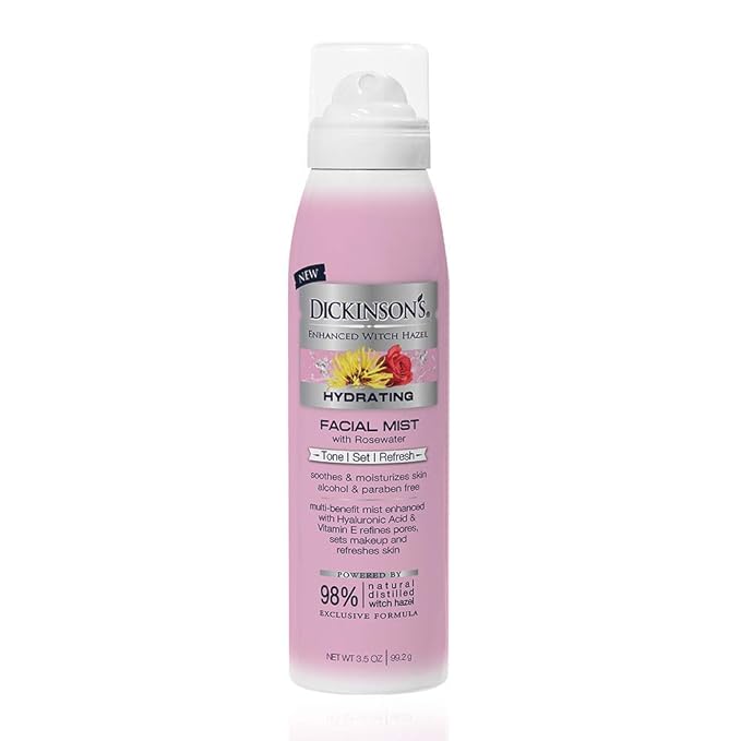 Dickinson's Enhanced Witch Hazel Hydrating Mist with Rosewater, Alcohol Free, 98% Natural Formula, 3.5 Fl. Oz.