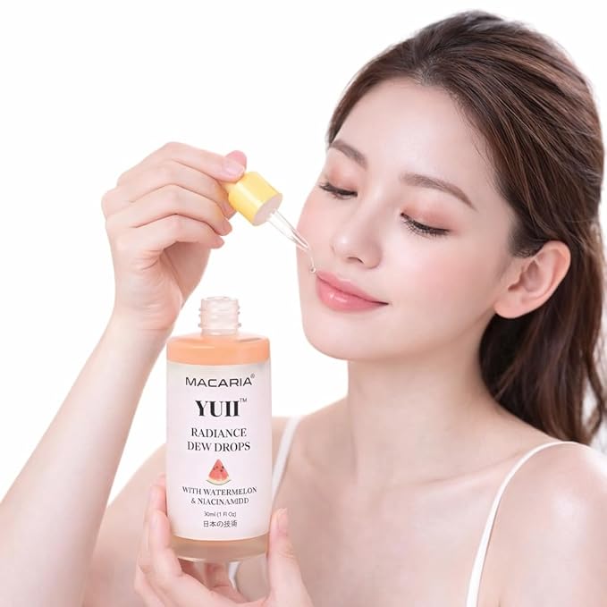 YUII Dew Drops Glow Niacinamide Watermelon Toner - Face Serum with Vitamin E & C Skin Care Facial Toner, Plump, Smooth, Moisturize (Japanese Recipe)