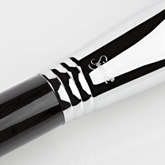 Sigma Beauty E65 Small Angle Brush — Use for Winged Eyes or Brow - Precision Angled Brush for Gel or Powder Products - Create Precise Lines & Strokes - Chrome