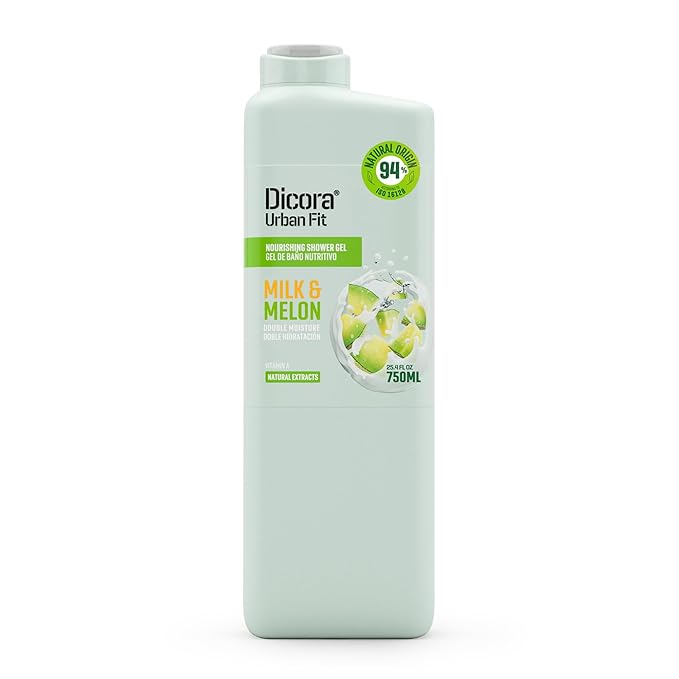 Dicora Urban Fit Nourishing Shower Gel - Hydrating Body Wash with Fruity Aroma - Gluten Free Womens and Mens Body Wash - Milk and Melon - 25.4 oz