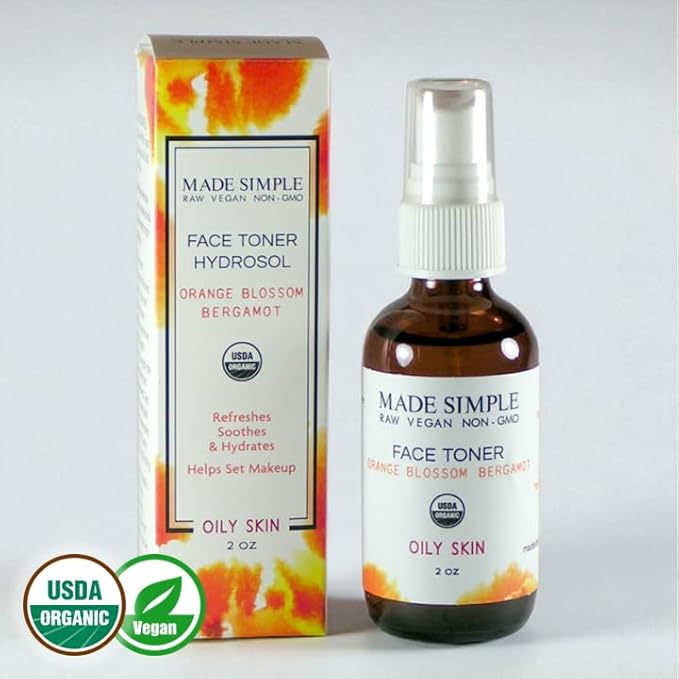 Orange Blossom Bergamot Face Toner for Oily Skin - Certified Organic, Vegan, & Cruelty-Free