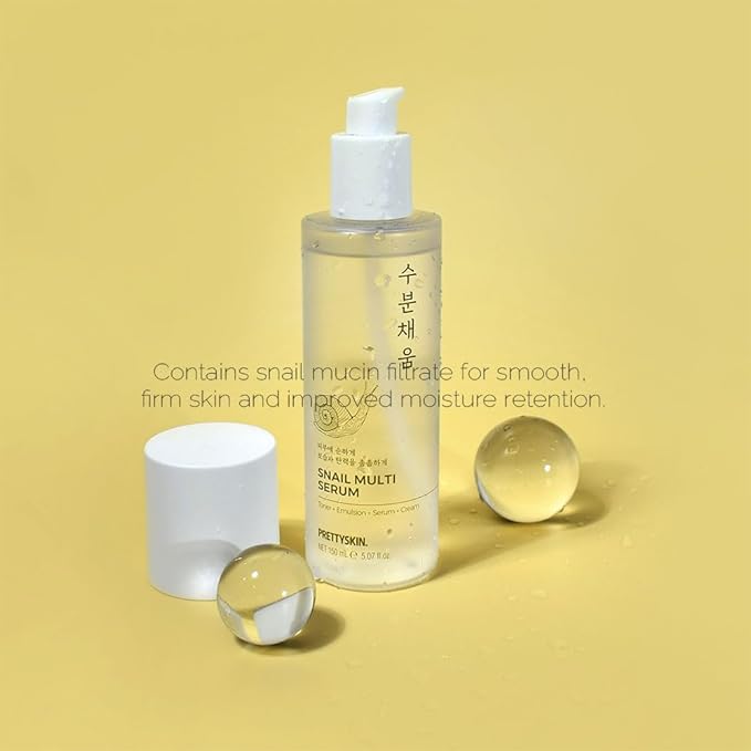 PRETTYSKIN Snail Mucin Serum for face 5.07fl.oz (150ml) Toner+Emulsion+Serum+Cream | Korean Skin Care