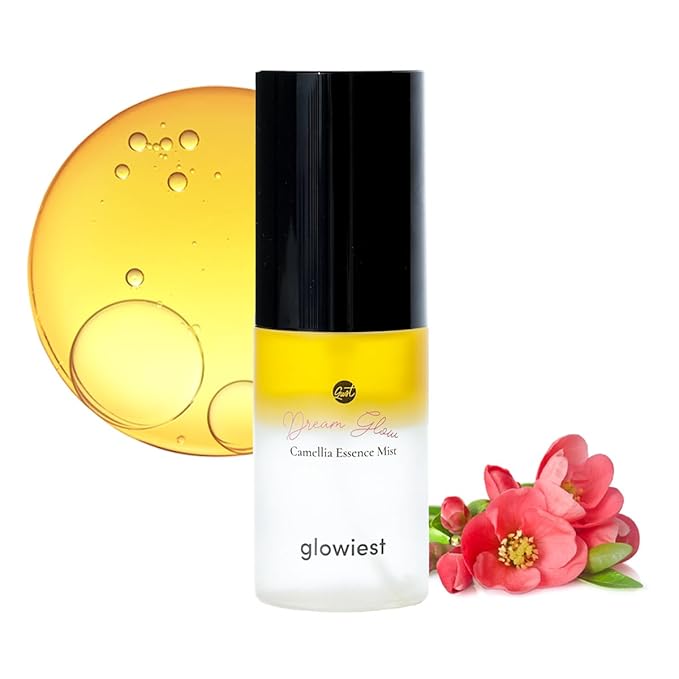 glowiest Dream Glow Camellia Essence Mist- Skin Hydration & Soothing. Glow-Booster ; All In One Multi Mist+Toner+Serum l 75% Camellia Flower Water - composed of 6 premium plant oils - 35ml/1.18 fl oz.