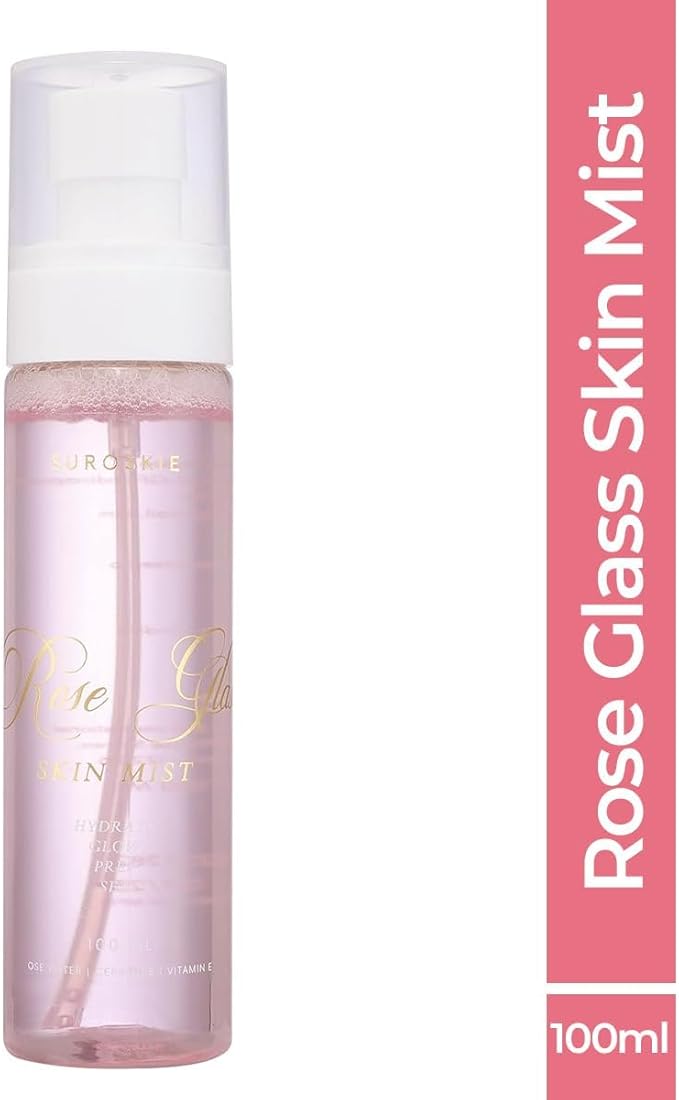 Roses Glass Skin Mist 100Ml | 2 in 1 Face Toner + Makeup Setting Spray | Rose Water for Face with Aloe Vera & Lotus | Toner for Glowing & Hydrating Skin | All Skin Types | for Men & Women