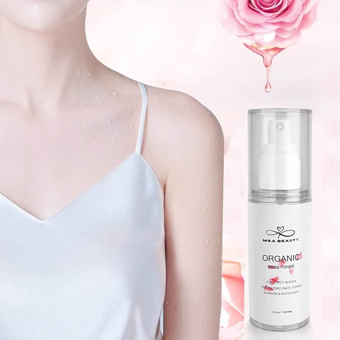M&A Beauty Organic Rose Water/Toner 100ml - face Mist Soothing and Hydrating and Reduces Redness