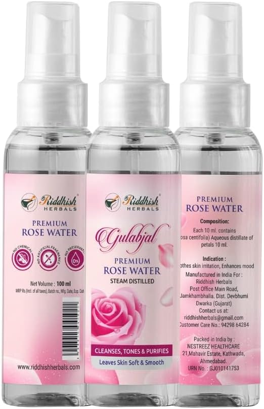 Premium Rose Water | Gulabjal Steam Distilled | Natural Facial Mist & Toner | No Added Chemicals | 100 ml