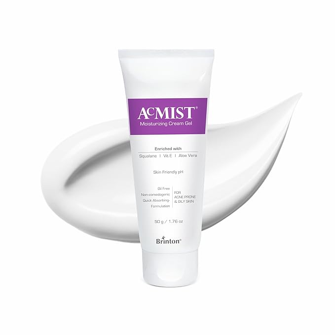 Acmist Moisturizing Cream Gel for Oily & Acne-Prone Skin | Oil-Free, Non-Comedogenic, Quick Absorbing & Makeup Friendly | With Vitamin E, Aloe Vera & Squalane | For Men, Women & Teens | 50g/1.67 oz.
