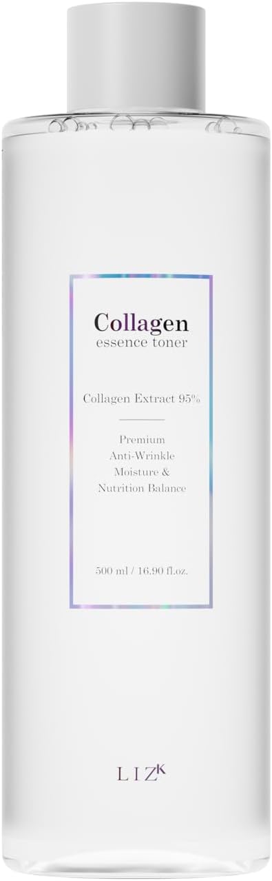LIZK Collagen Essence Toner, Calming, Collagen Extract, Hyaluronic Acid, Moisturizing for face, Skin Pack 500ml/16.90 fl.oz