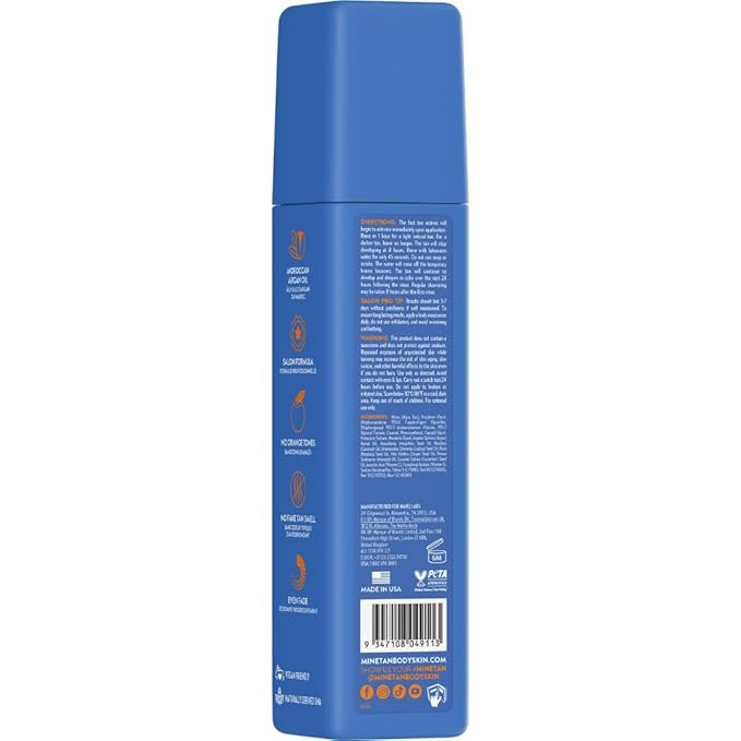 Minetan Self Tan Foam | Moroccan - 1 Hour Express, Best Sunless Tanning Mousse for a Deep Dark Bronze Skin Finish, Face & Body Fake Tanner, Ultra Hydrating Glow, Vegan & Paraben Free, 6.7 Fl Oz