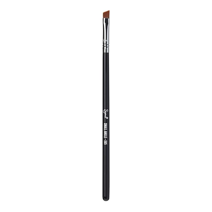 Sigma Beauty E65 Small Angle Brush — Use for Winged Eyes or Brow - Precision Angled Brush for Gel or Powder Products - Create Precise Lines & Strokes - Chrome