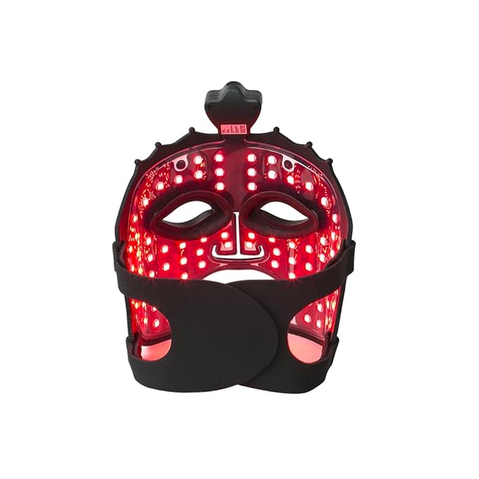 Red Light Face Therapy Mask - Flexible Silicone LED Facial Device for Skin Rejuvenation - Wireless & Rechargeable Home Skincare Tool - Black
