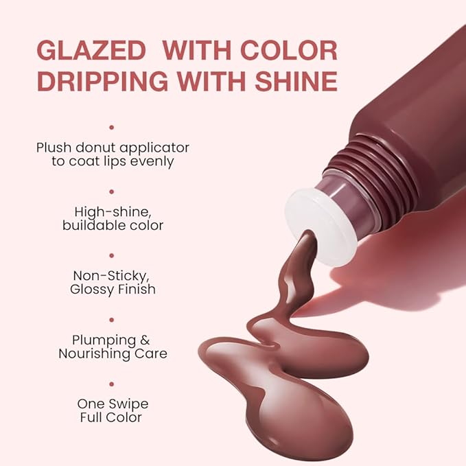 Lip Tinted Glowy Balm Hydrating Tinted Lip Serum Lip Gloss, Ultra-Hydrating Natural Vegan Lip Balm, Sheer-Tinted Shine & Hydration, Soothes & Softens Dry Lips Skincare (Dark Brown)