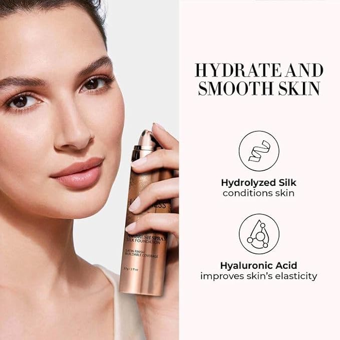 LUMINESS Face Time All In One Makeup Kit - Includes Face Palette, Airbrush Foundation, and Makeup Brush - Long-Wearing, Silky, Soft, Easy to Blend, 3-PC Make Up Set (16 - Light Rich)