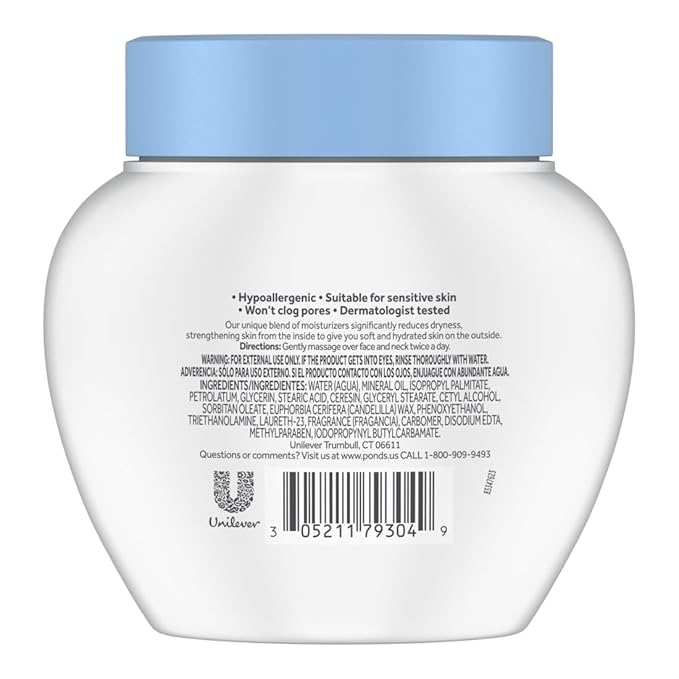 POND’S Dry Skin Cream – Moisturizing Face Cream for Deep Hydration – Daily Hydrating Facial Moisturizer for Radiant Skin – Dermatologist Tested, Non-Comedogenic Face Moisturizer, 10.1 oz, 3 Pack