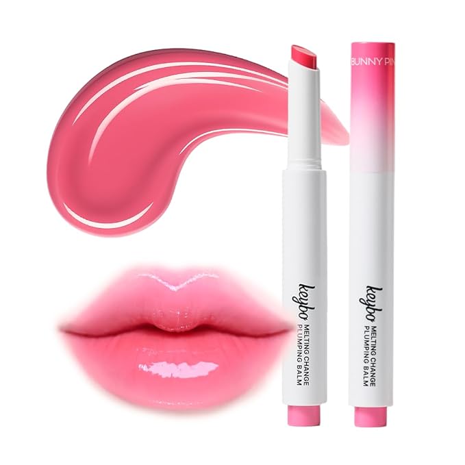 KEYBO Melting Change Plumping Lip Balm – Hydrating Glossy Tinted Lip Plumper, Non-Sticky MLBB Balm for Smooth, Natural Volume – Moisturizing K-Beauty Lip Treatment (03. Bunny Pink)