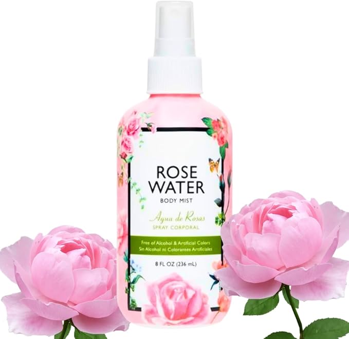 Hydrating Rose Water Mist Spray – 8 fl oz Refreshing Facial and Body Toner for Skin and Hair – Compatible with All Skin Types, Soothing, Alcohol-Free, pH-Balancing Floral Mist