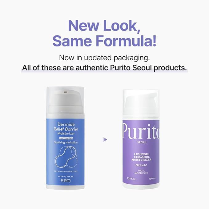 PURITO Luminous Ceramide Moisturizer | Five-Ceramide Barrier Recovery Cream for Dry & Sensitive Skin | Hydration Lock, Soothing Care, Vegan & Cruelty-Free | Korean Skincare, 100mL / 3.38 fl.oz