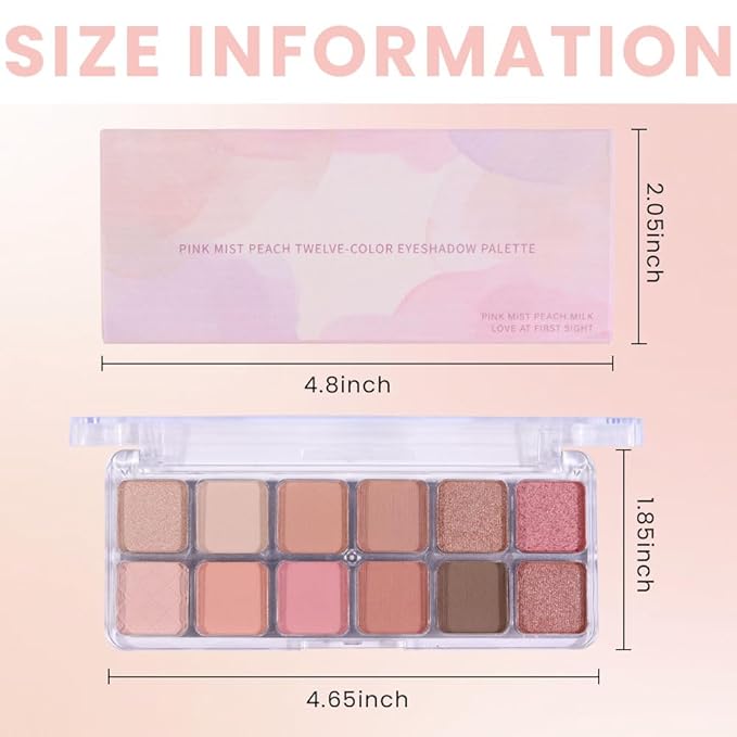 SUAKE Nude Pink Eyeshadow Palette, Matte & Shimmer, High Pigmented 12 Colors Brown Purple Eye Shadow Primers for Eye Makeup, Korean Powder Palet de sombras de ojos