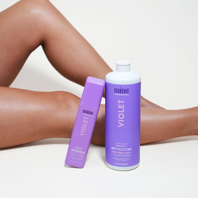MineTan Spray Tan Solution | Violet - Fake Tanning Mist Best for Dark Bronzed Glow Skin Finish, Fast Drying, 1 Hour Express, Hydrating, Salon Professional Formula, Vegan, 33.8 Fl Oz