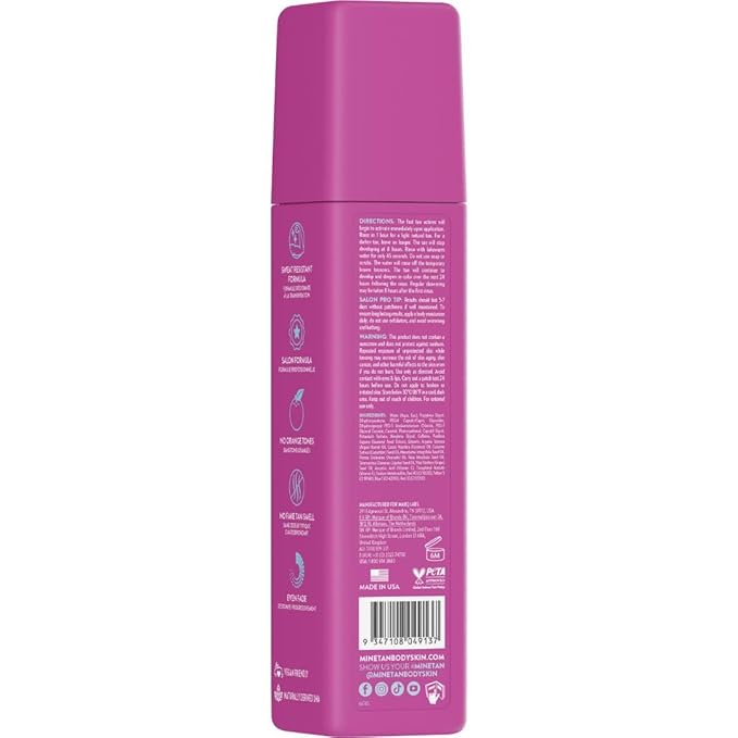 Minetan Workout Ready Self Tan Foam | Tanning Treatments Collection - Super Dark Skin Finish, Sweat Proof, Transfer Free, 1 Hour Express Mousse, Face & Body Fake Tanner, Ultra Deep Glow, 6.7 Fl Oz