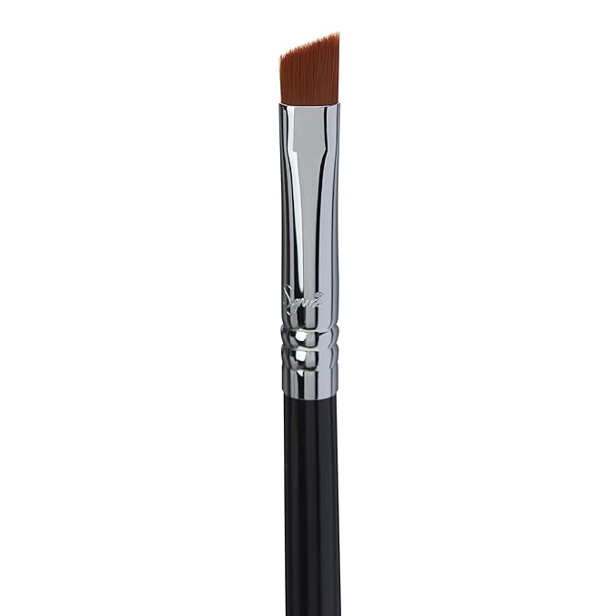 Sigma Beauty E65 Small Angle Brush — Use for Winged Eyes or Brow - Precision Angled Brush for Gel or Powder Products - Create Precise Lines & Strokes - Chrome