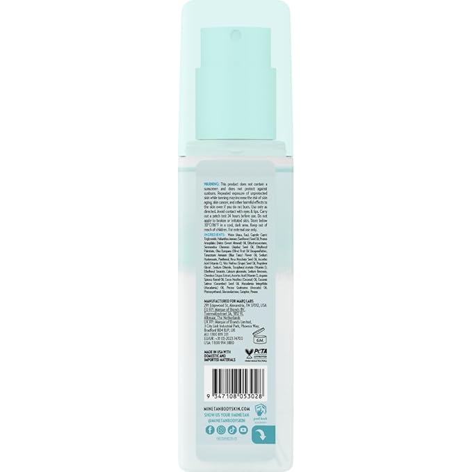 Minetan Clear Face Tan Mist | Blue Tansy Oil Infused Facial Self Tanning Spray - Gradual Fake Tanner with Hydrating Skin Care, Cool Toned, Natural Sunless Bronze Glow, Quick Shake to Best Apply