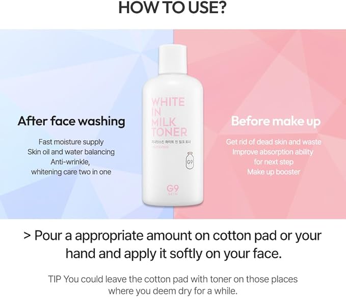 G9SKIN White in Milk Skincare Set – Brightening Toner + Moisture Cream Duo for Glowing, Hydrated Skin