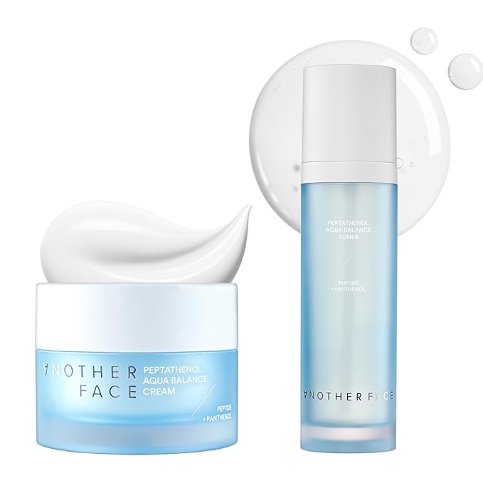 ANOTHERFACE PEPTATHENOL™ Aqua Balance Cream + Toner Set, Skin Barrier Repairing, Firming & Smooting Skin for Anti-Aging, Deep Moisturizing for Sensitive & Dry Skin,Vegan, Korean Skin Care