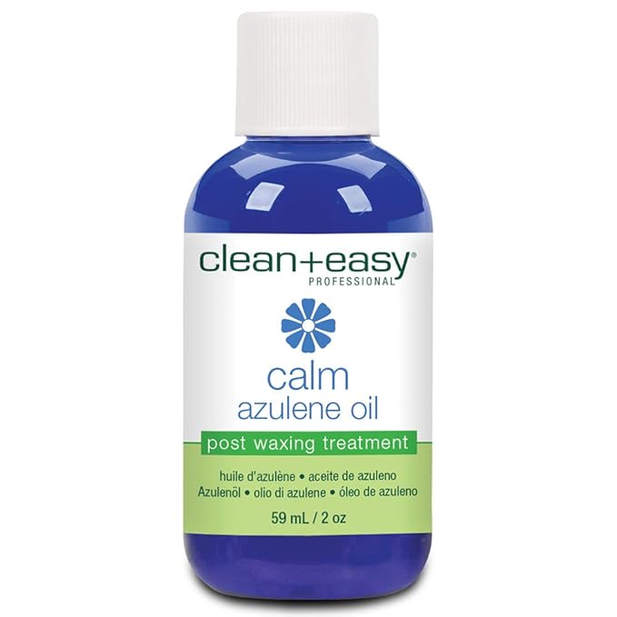 Clean + Easy Post Waxing Treatment, Azulene Oil – for Sensitive Skin, Soothes Irritation & Removes Wax Residue After Hair Removal, After Wax Care, 2 oz