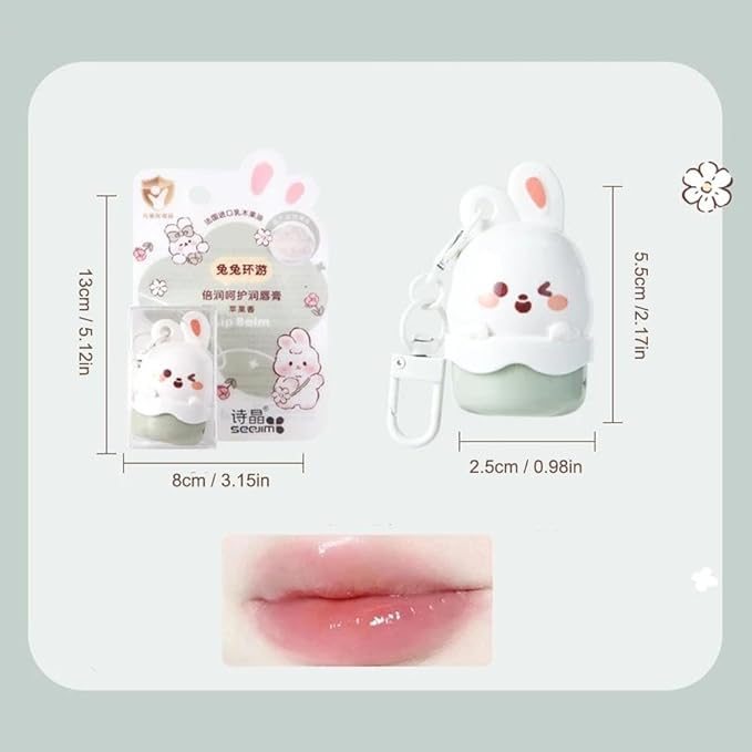 Cute Little Rabbit Lip Balm for Children,Anti-Dry Anti-Crack Moisturizing Lip Gloss,Natural Ingredients Lipsticks Lip Care Products,Fruit Flavored Lip Stick for Kids