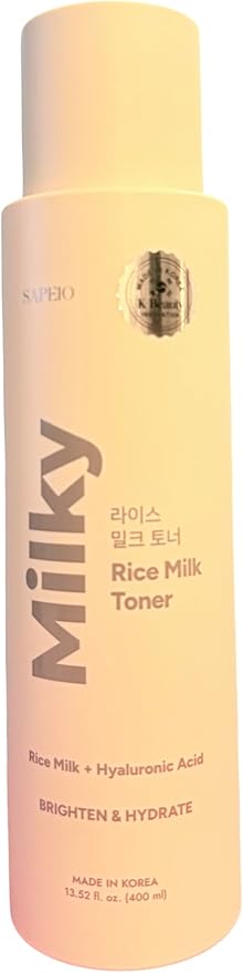 Rice Milk Toner with Hyaluronic Acid, Brighten and Hydrate, Korean Skincare, 13.52 fl oz
