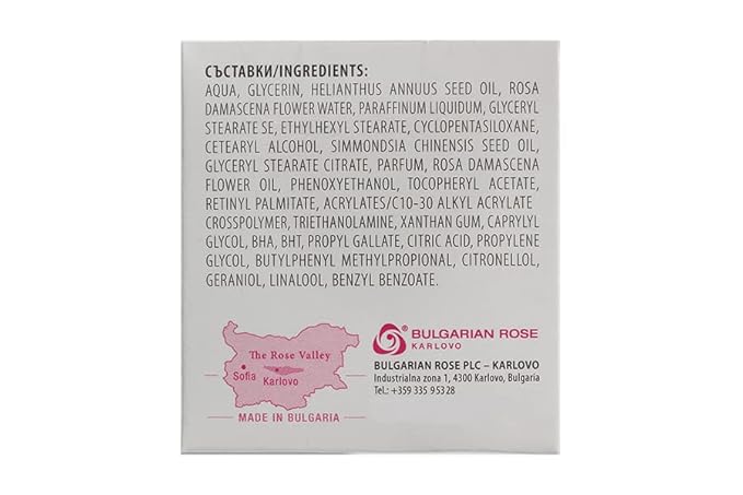 Bulgarianrose Day Face Cream with Natural Rose Oil, Moisturizing and Rejuvenating Skin Care, Rose Water Revitalizing Day Cream, Face Moisturizer for dry skin