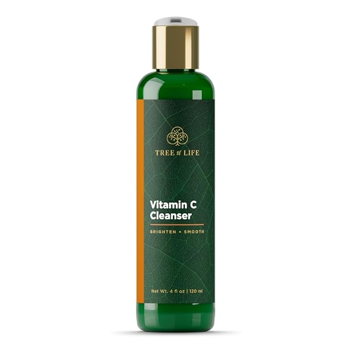 Tree of Life Beauty Vitamin C Brightening Face Care, Minimizing Pores & Facial Cleanser for Gentle Deep Cleaning with Organic Aloe, Clean Dermatologist-Tested Skin Care (Cleanser 4 Fl Oz)
