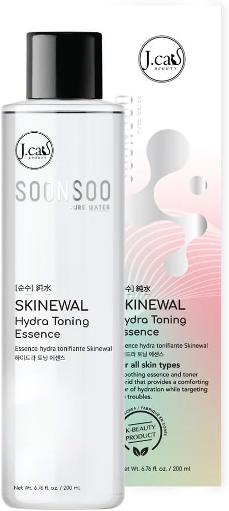 J.Cat Beauty Soonsoo Skinewal Hydra Toning Essence, Face Toner with Panthenol and Licorice Root Extract for Glass Skin Effect, Hydrates and Boosts Skin's Natural Barrier 6.76 Fl. Oz