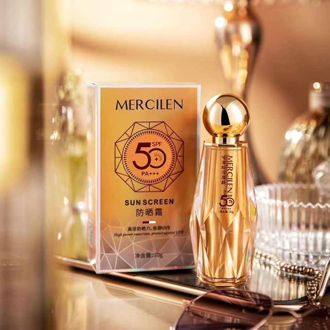 SPF 50+ PA+++ Sunscreen, High Protection UV Defense, Gold Edition