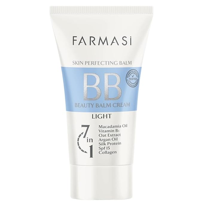 FARMASi BB Cream Beauty Balm, Tinted Moisturizer with SPF 15, Lightweight Matte Finish, Buildable Coverage Face Makeup, 1.7 fl oz, 01 Light