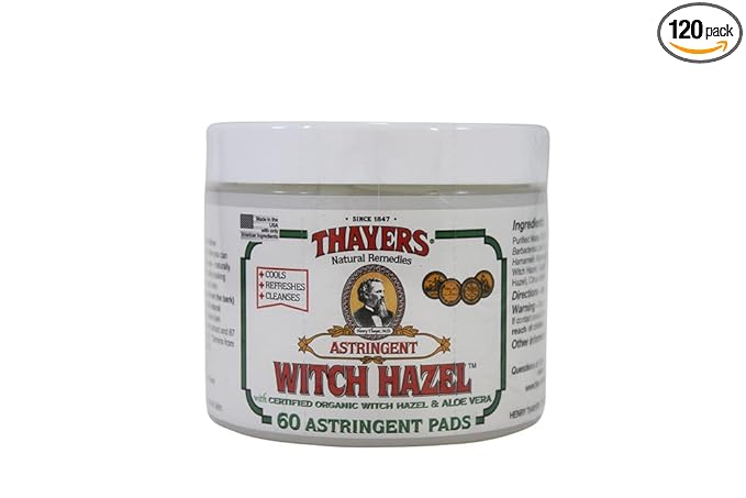 Thayer Witch Hazel Astringent Pads, Original, 60 Count, Pack of 3