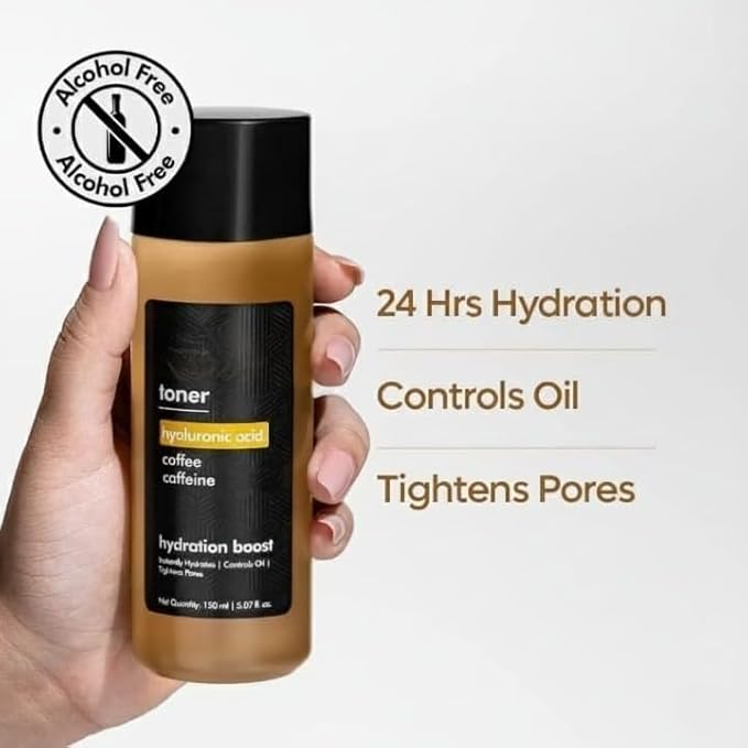 Coffee Toner with Hyaluronic Acid for 24H Hydration & Oil Control | Pore Tightening Face - Instantly Hydrates & Refreshes Tired Skin for Men & Women | Alcohol-Free -150ml