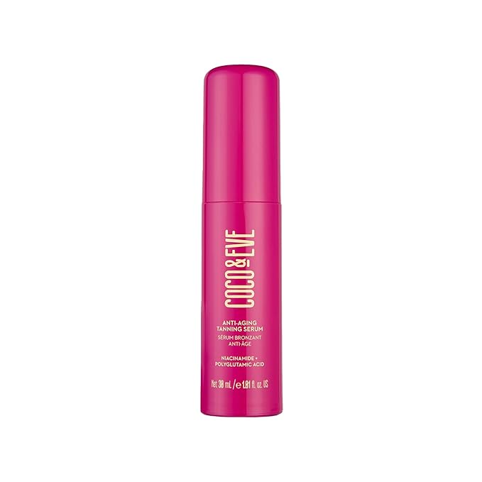 Coco & Eve Anti-Aging Tanning Serum - Face tanner with Skincare Actives for Gradual, Hydrating Glow. Natural Self Tanning Bronzer, with Niacinamide & Antioxidants for Healthy Glowing Skin (1.01 Fl Oz)