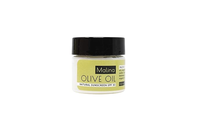 Malina™ Organic Olive Oil Natural Sunscreen | SPF 30+ | Nontoxic | Baby-Safe | Reef-Safe | No Preservatives | No Synthetic Fragrance (0.5 Fl Oz)