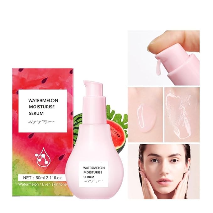 Watermelon Moisturizer Facial Serum, Hydrating Glow Priming Liquid Highlighter.