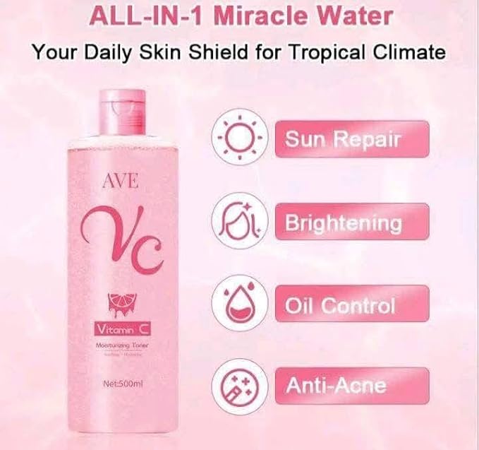 AVE - VC Soothing Vitamin C Moisturizing Facial Toner, 500ml, Pink
